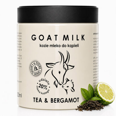 Kozie mleko do kąpieli z kolagenem, pantenolem, olejkiem jojoba TEA & BERGAMOT 400g