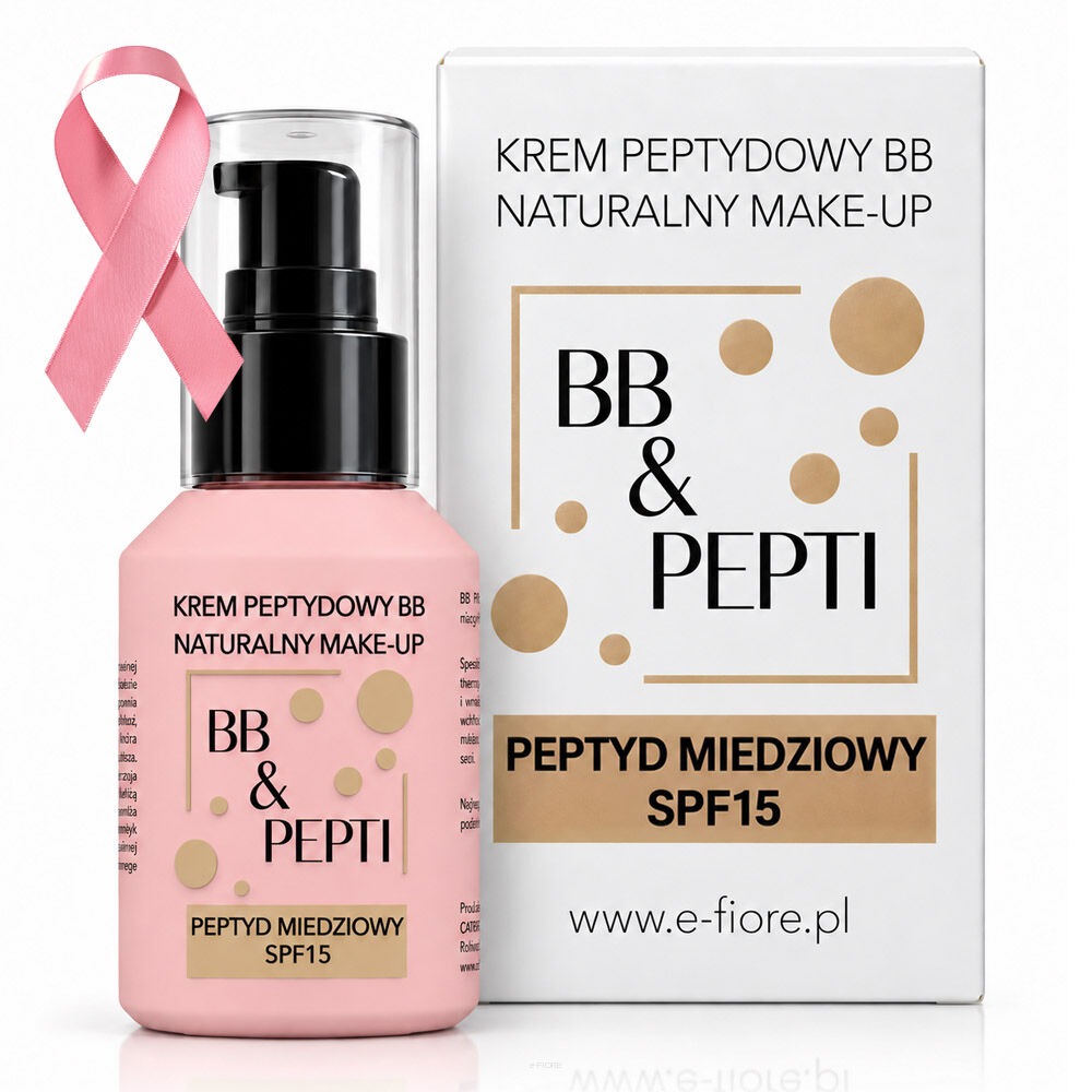 Peptydowy krem BB & PEPTI na bazie wody termalnej, peptyd miedzowy SPF15 naturalny make up 60ml