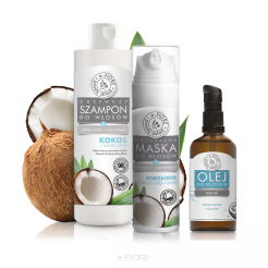 ZESTAW PREZENTOWY DO WŁOSÓW KOKOSOWY: szampon, maska, wcierka regenerująca