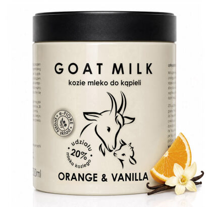 Kozie mleko do kąpieli z kolagenem, pantenolem, olejkiem jojoba ORANGE & VANILA 400g