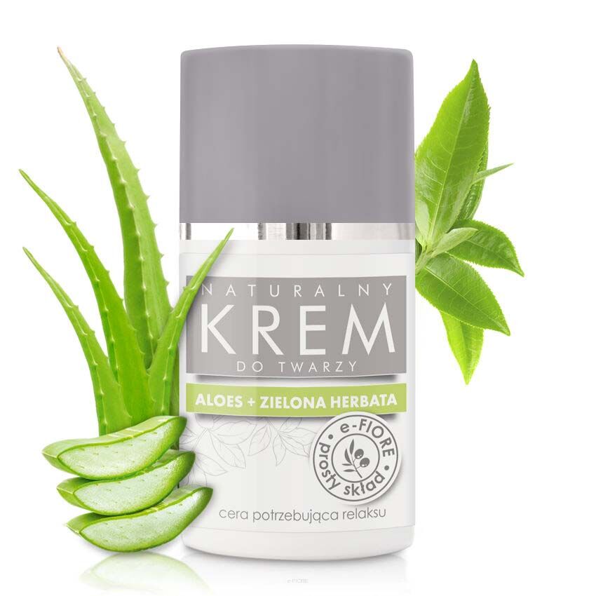 Naturalny krem do twarzy ALOESOWY z ZIELON HERBAT kojco-relaksujcy 50ml