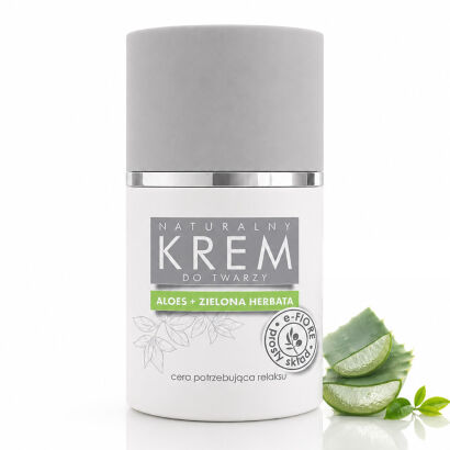 Naturalny krem do twarzy ALOESOWY z ZIELONĄ HERBATĄ kojąco-relaksujący 50ml