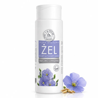 Żel do mycia twarzy i ciała ultra nawilżający MLECZKO OWSIANE, LEN, PROTEINY RYŻU,  skóra sucha i wrażliwa 280ml